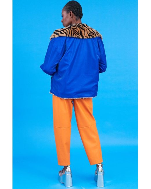 Jayley Blue Reversible Animal Print Jacket