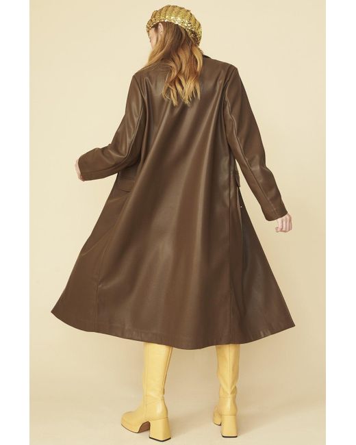 Jayley Yellow Chocolate Eco Leather Trench Coat