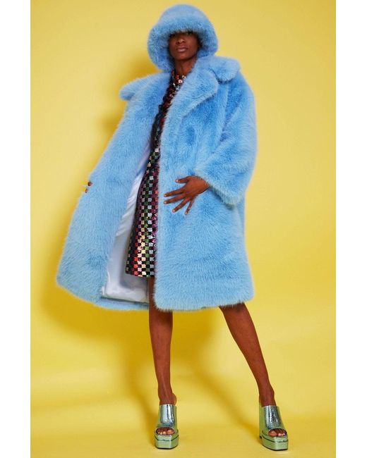 Jayley Blue Bamboo Faux Fur Baby Coat