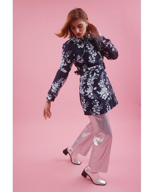 Jayley Pink Silk Blend Trench Coat Size: S (Uk 10)