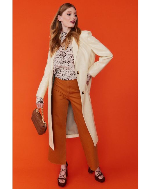 Jayley Orange Eco Leather Trench Coat
