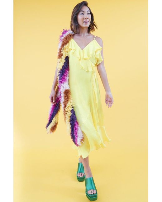 Jayley Yellow Silk Blend Maxi Ruffle Dress