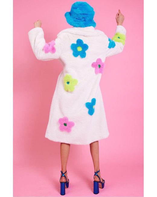 Jayley Pink Faux Fur Long Coat
