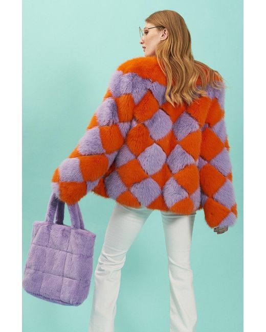 Jayley Blue And Delilah Diamond Faux Fur Jacket