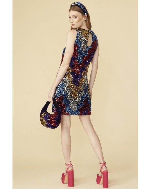 Jayley Blue Multi Sequin Short Dress