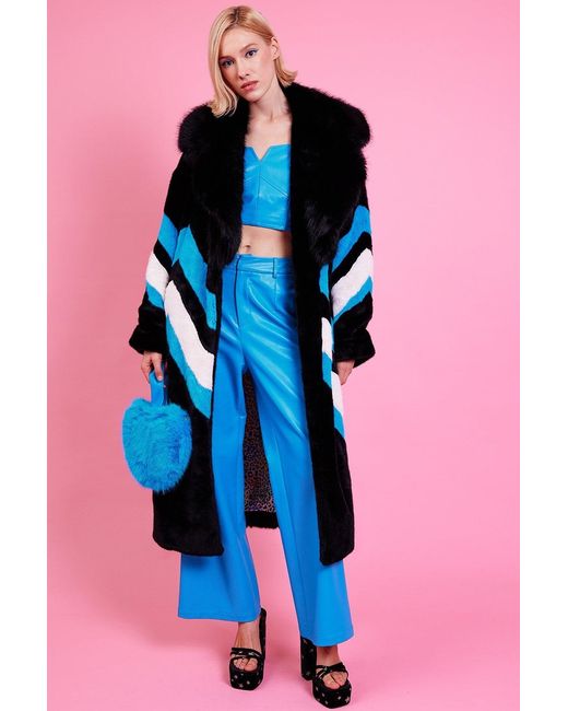 Jayley Blue Handmade Eco Faux Fur Electric Coat