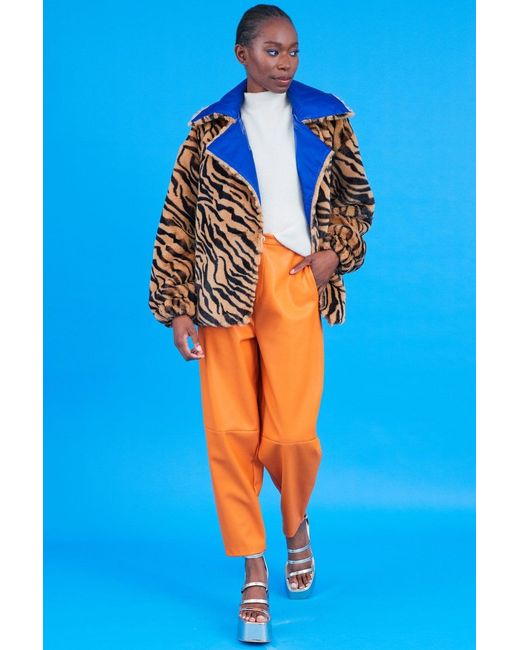 Jayley Blue Reversible Animal Print Jacket