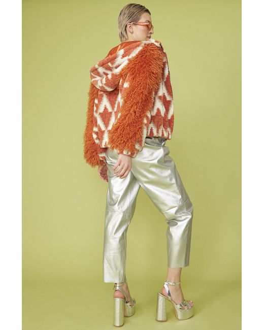 Jayley Brown And Cream Shearling Hooded Jacket