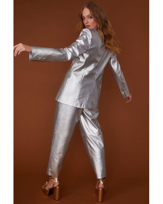 Jayley Brown Faux Leather Kate Blazer