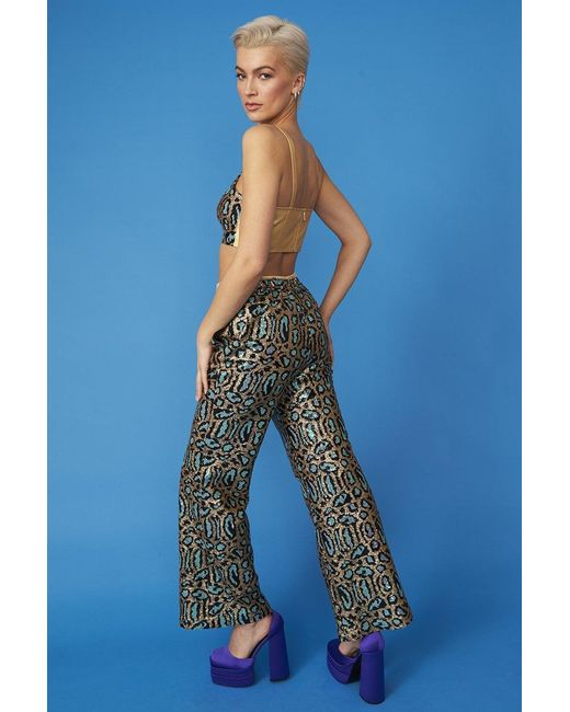 Jayley Blue Animal Print Sequin Bralet