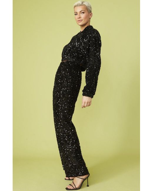 Jayley Black Sequin Bomber Jacket