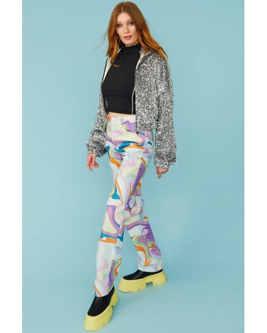 Jayley Gray Sequin Cropped Biker Jacket