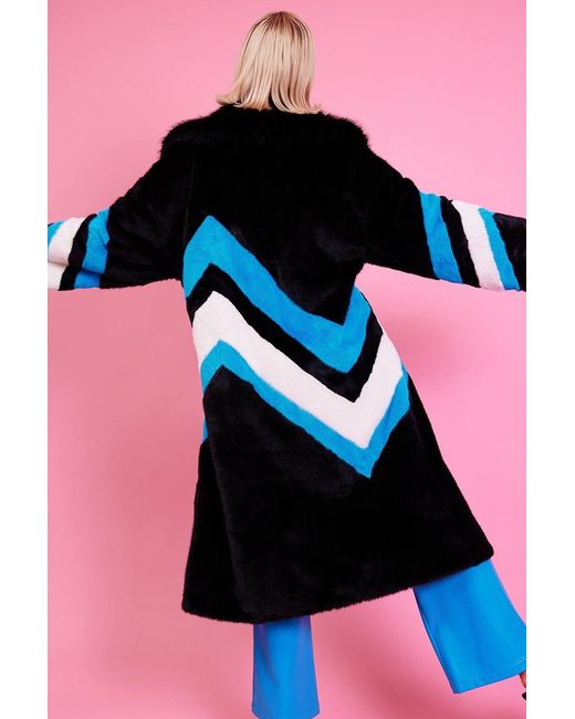 Jayley Blue Handmade Eco Faux Fur Electric Coat