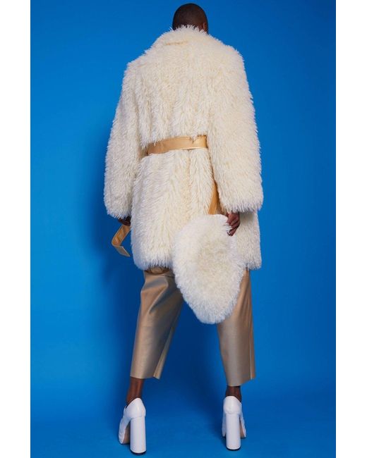 Jayley Blue Bamboo Blend Faux Fur Shearling Coat