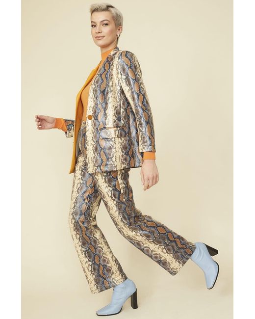 Jayley Natural Snake Print Snake Print Leather Effect Blazer