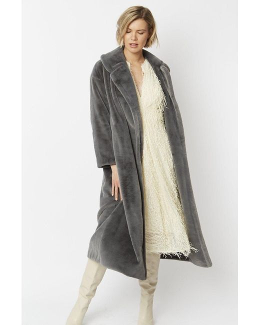 Jayley Gray Faux Fur Maxi Coat