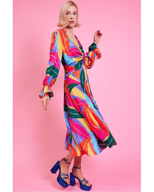 Jayley Pink Tencel Blend Graphic Print Dress
