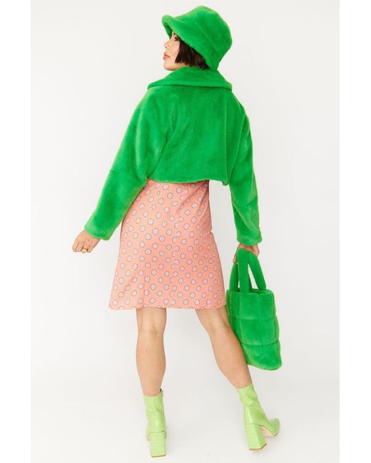 Jayley Green Faux Fur Cropped Jacket