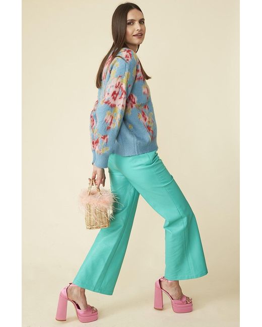 Jayley Blue Aqua Eco Leather Trousers