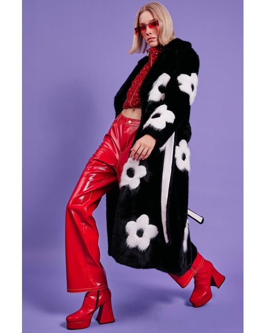 Jayley Red Eco Bamboo Lyocell Faux Fur Happy Coat
