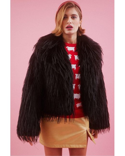 Jayley Black Hand Cut Mongolian Fur Knitted Jacket