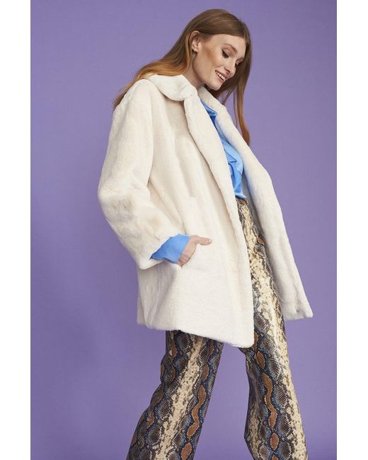 Jayley Purple Faux Fur Midi Coat