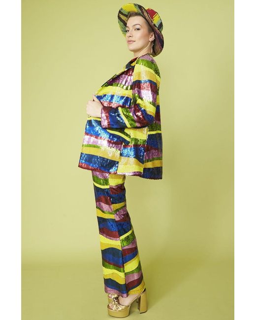 Jayley Yellow Coloured Sequin Blazer