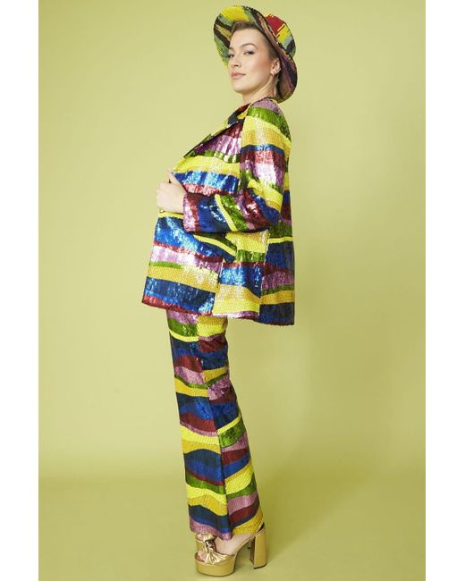Jayley Yellow Coloured Sequin Blazer