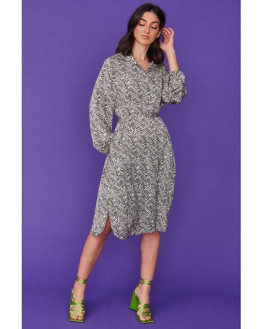 Jayley Purple Oversized Silk Shirt Dress