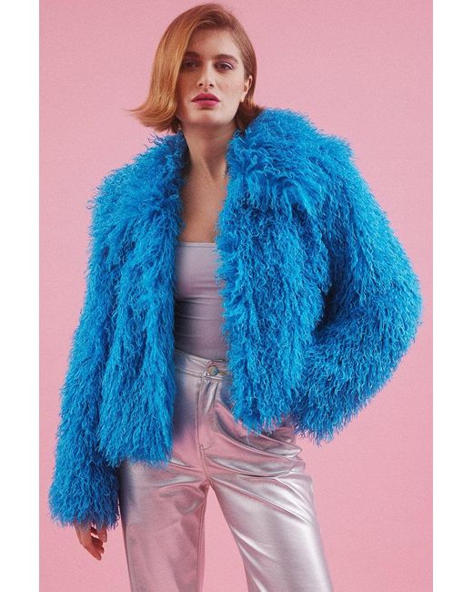 Jayley Blue Bamboo Lyocell Knitted Vegan Faux Shearling Jacket
