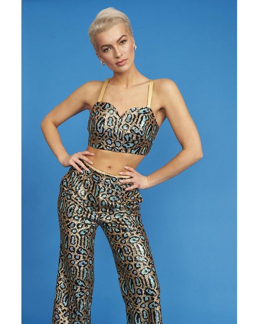 Jayley Blue Animal Print Sequin Bralet