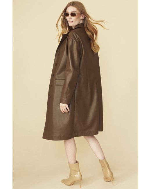 Jayley Natural Chocolate Eco Leather Trench Coat