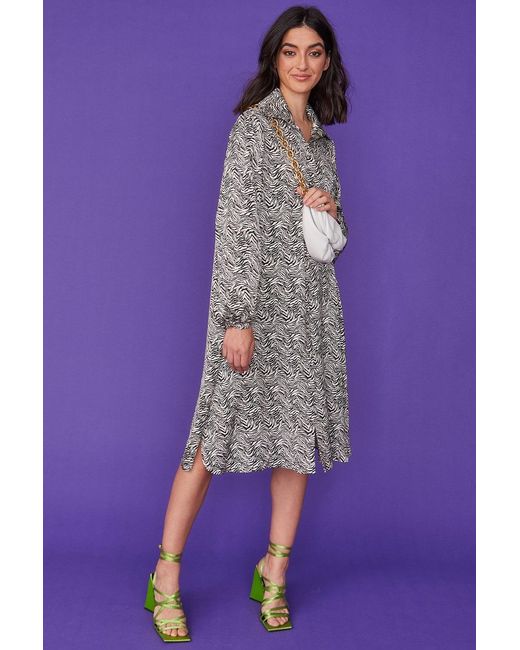 Jayley Purple Oversized Silk Shirt Dress