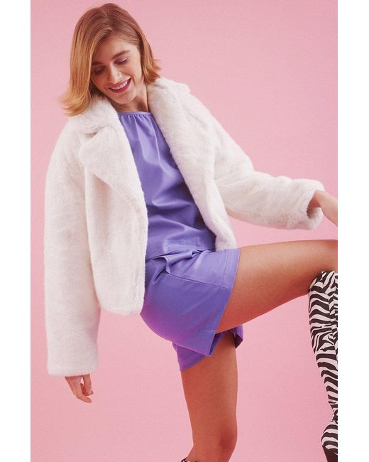 Jayley Pink Faux Fur Cropped Coat