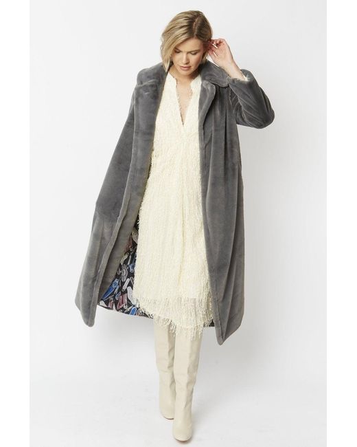 Jayley Gray Faux Fur Maxi Coat