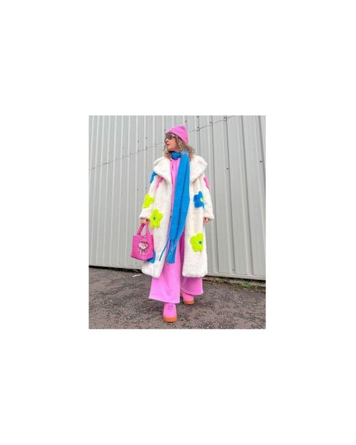 Jayley Pink Faux Fur Long Coat