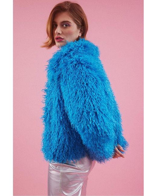 Jayley Blue Bamboo Lyocell Knitted Vegan Faux Shearling Jacket