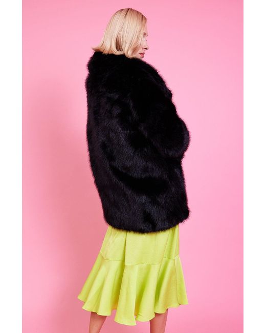 Jayley Pink Faux Fur Midi Coat