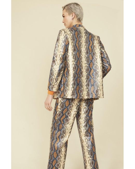 Jayley Natural Snake Print Snake Print Leather Effect Blazer
