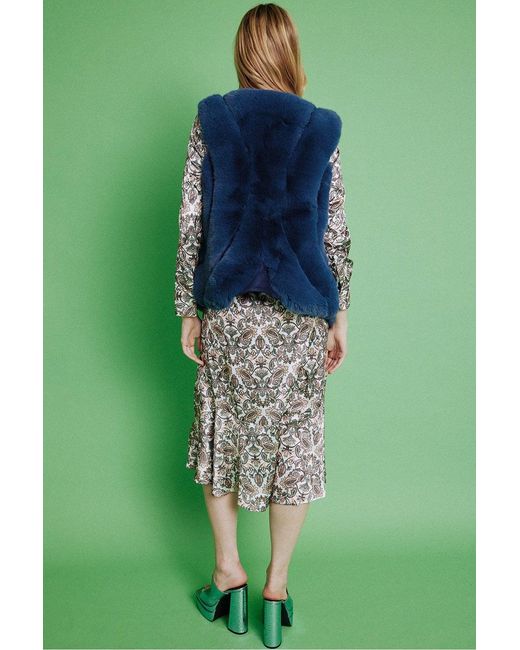 Jayley Green Faux Fur Vest Size: M (Uk 12)