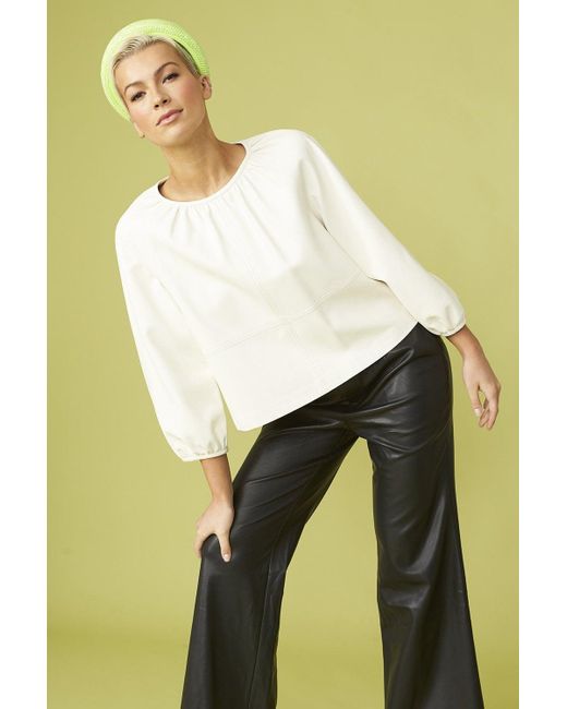 Jayley Yellow Eco Leather Trousers