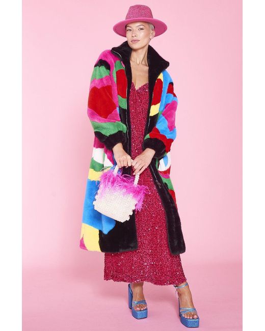 Jayley Pink Picasso Bamboo Blend Hand Painted Maxi Coat