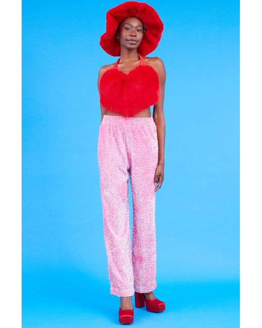 Jayley Blue Sequin Trousers With Elasticated Waste