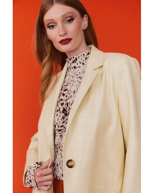 Jayley Orange Eco Leather Trench Coat
