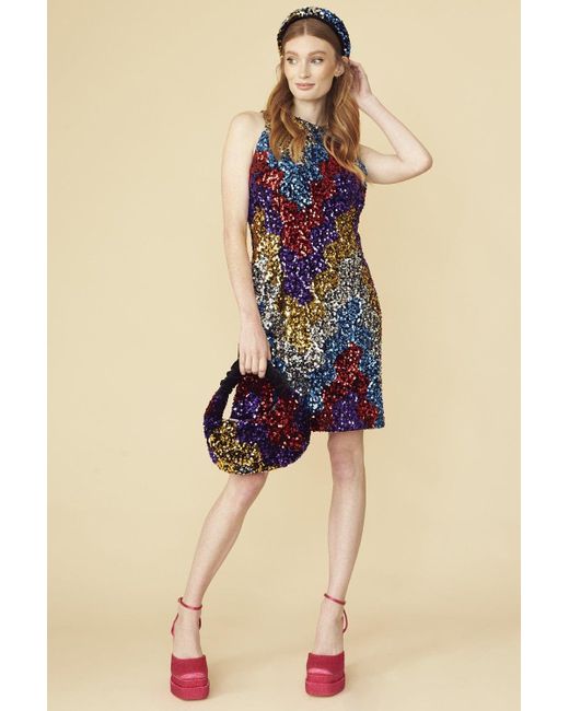 Jayley Blue Multi Sequin Short Dress