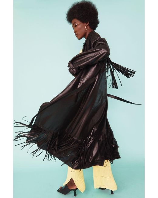 Jayley Green Hand Crafted Tassel Trench Coat
