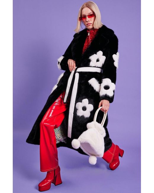 Jayley Red Eco Bamboo Lyocell Faux Fur Happy Coat