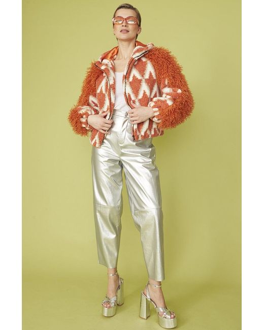 Jayley Brown And Cream Shearling Hooded Jacket