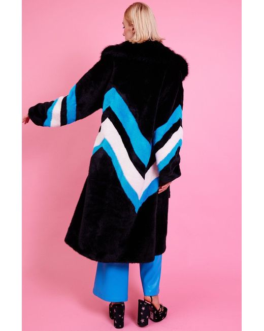 Jayley Blue Handmade Eco Faux Fur Electric Coat