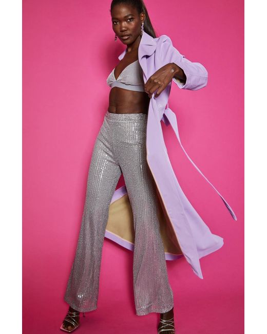 Jayley Pink Lyra Faux Leather Maxi Trench Coat